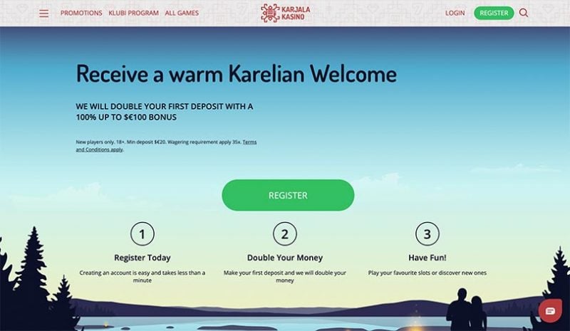 L'interface de Karjala Kasino