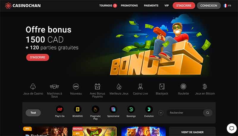 L'interface de Betchan Casino