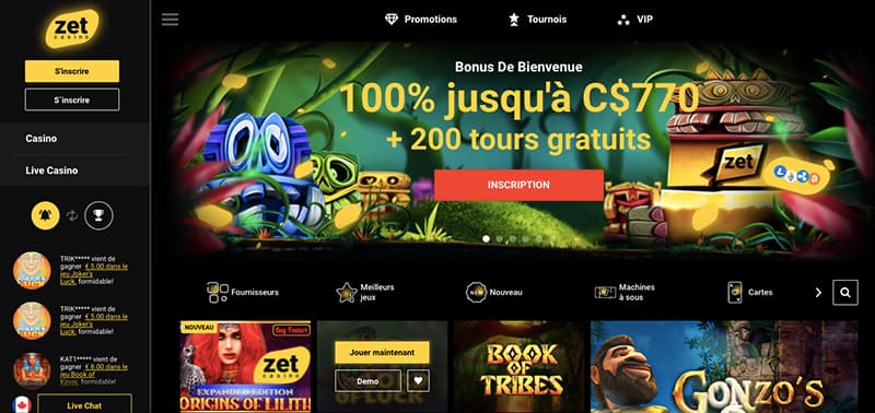 zet casino screenshot capture d'ecran